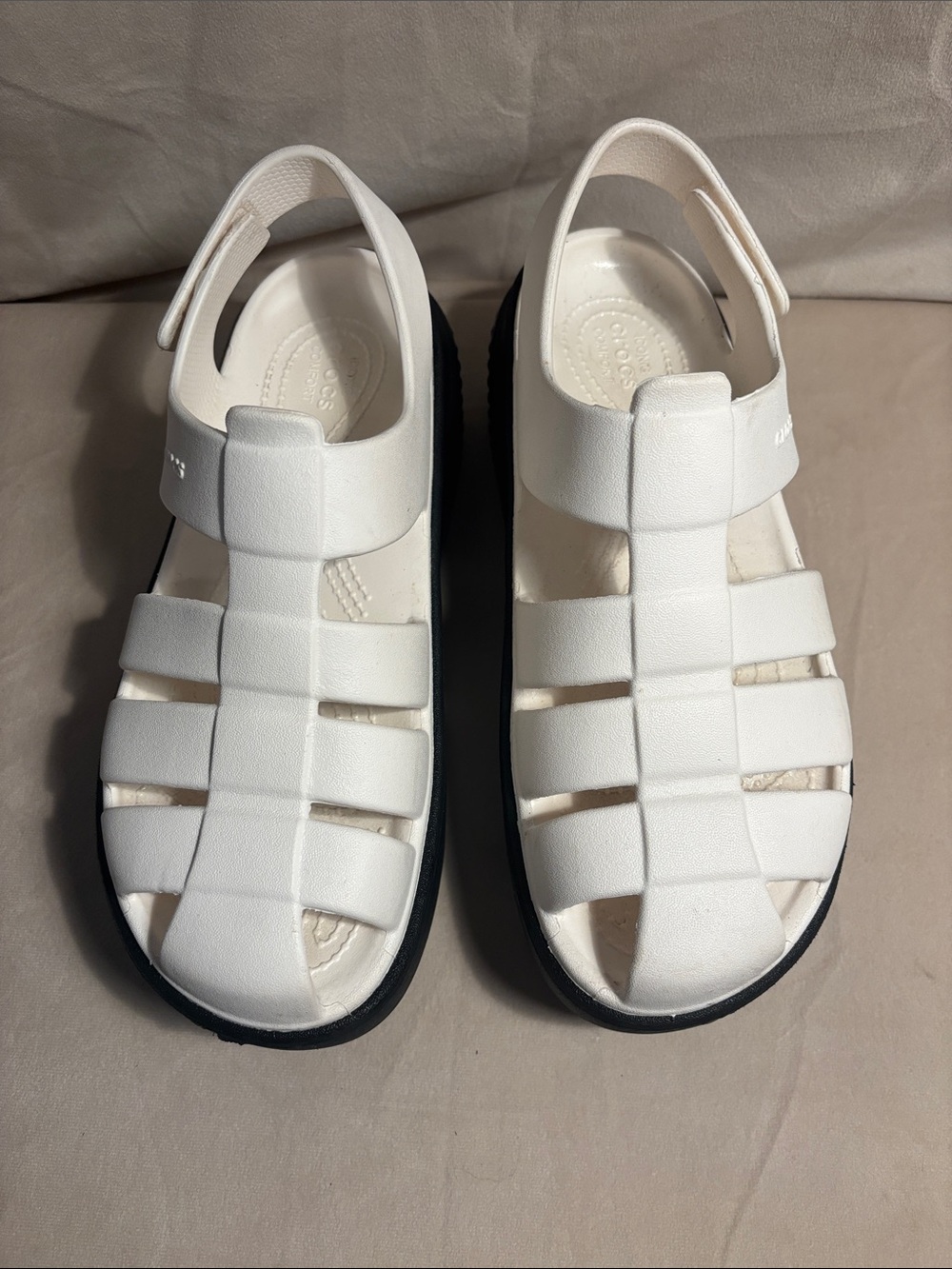 Crocs Stomp White Platform Fisherman Sandal Y2K - Picture 3 of 8